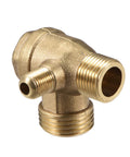 Beefy Brass 3 Way Air Compressor Check Valve With Three Eighth G And One Half G M10 Male Threads Heavy Duty Pneumatic Connector