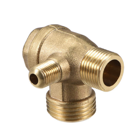Beefy Brass 3 Way Air Compressor Check Valve With Three Eighth G And One Half G M10 Male Threads Heavy Duty Pneumatic Connector