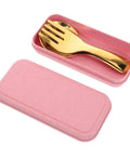 Portable Stainless Steel Picnic Cutlery Set With Organizer Reusable Fork And Spoon Travel Tableware Kit For Outdoor Camping And Beach Dining In Pink Carry Case Durable On The Go Utensils With Easy Cleanup