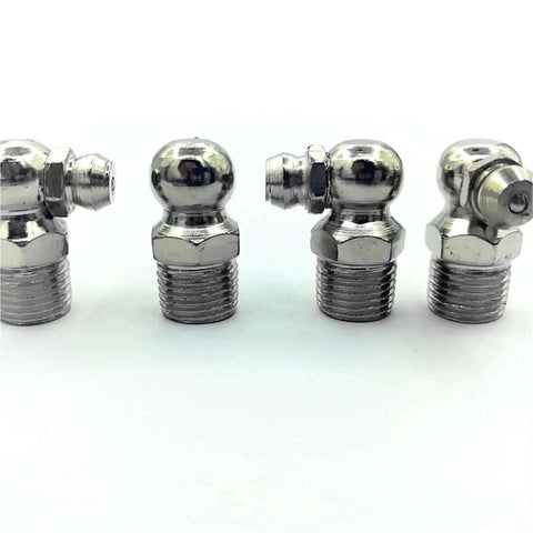 Top Notch Grease Fitting Kit With Assorted Lubricating Screw Nozzle Angle Nipples And Bearing Tool Box Featuring One-Way Check Valve Spring Ball Sealer To Stop Backflow And Keep Gears Running Smooth As Butter, metal angled fittings