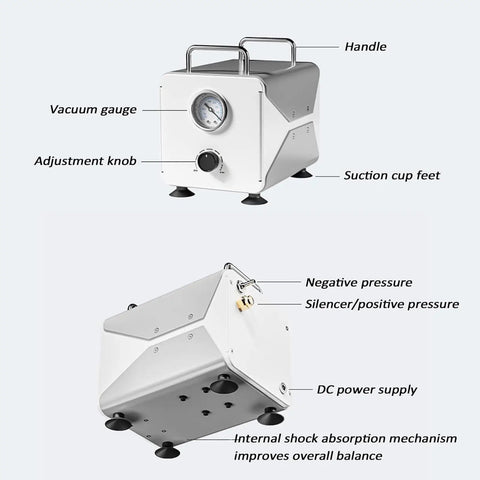 Portable Oilless Diaphragm Vacuum Pump For Lab Filtration Featuring Adjustable Speed And Real Time Pressure Monitor Supports 24 Hour Continuous Use With No Maintenance Required Includes Hose And Carry Handle Ideal For Sensitive Sample Processing