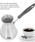 Turkish Coffee Pot 2 Pack With Easy Pour Spout For Stovetop Brewing And Melting Butter Stainless Steel Coffee Maker Design