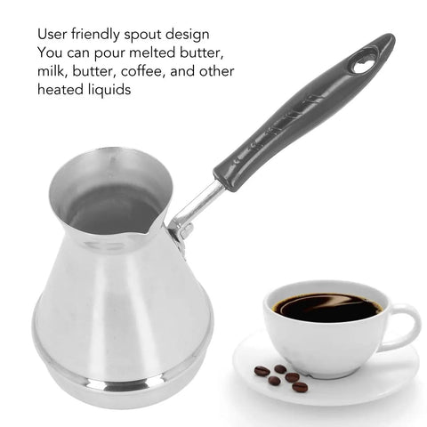 Turkish Coffee Pot 2 Pack With Easy Pour Spout For Stovetop Brewing And Melting Butter Stainless Steel Coffee Maker Design
