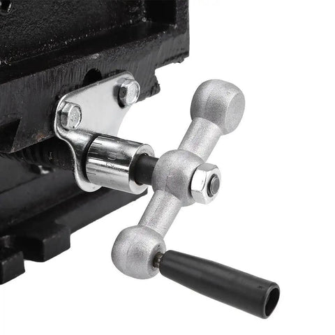 Chiyyak 6 Inch Heavy Duty Cross Slide Drill Press Bench Mount detail of adjustable lever for precision clamping support.
