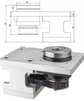 Rotating Platform Cam Indexer For Cutting Tables 360 Degree Electric Rotary Table with NEMA 23 compatibility and design schematic