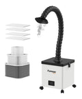 Beefy Solder Fume Extractor With 100W Motor And 200 Cubic Meters Per Hour Airflow, shown with filters and flexible extraction hose