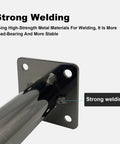 Strong welding detail on adjustable metal furniture leg set of 4 with plastic foot pads, 14 cm tall gris finish for stability.