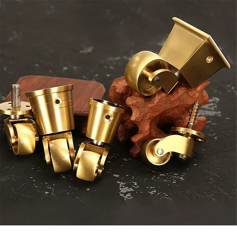 Four Pack Heavy Duty Universal Swivel Caster Wheels For Furniture Cabinets Cruising Smooth Like A Pro Featuring Anti Oxidation Brass Pads.