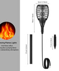Low Voltage 12V Outdoor Torch Lights Set With Wired LED Flame Torches, IP65 Waterproof Landscape Pathway Lamps dimensions