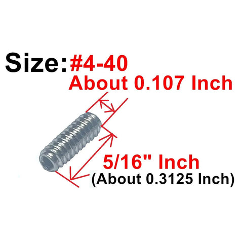 50 Piece 4-40 x 5/16 Inch Stainless Steel Allen Socket Set Screws Grub Hex Head With 1.27mm Allen Wrench 304