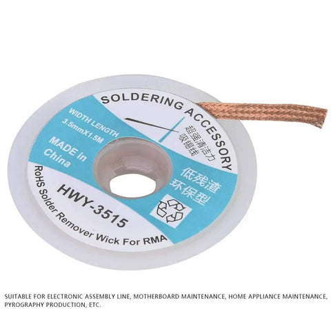 Desoldering Wick 1.5m Long For Electronics Solder Removal, Pro Grade PCB Repair Wick With Multiple Sizes From 1.5mm To 3.5mm