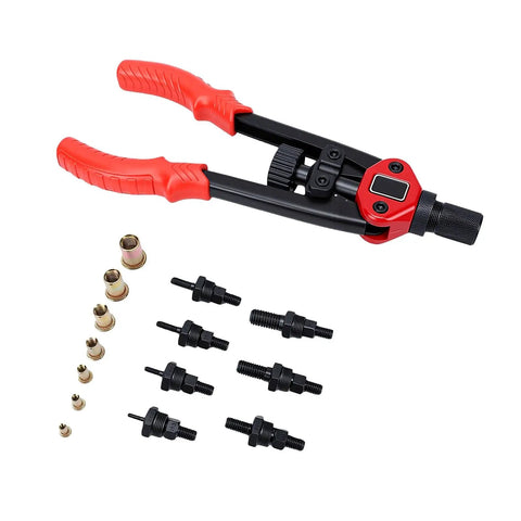 Rivet Nut Tool Kit With Interchangeable Mandrels And Storage Box For Furniture Auto Marine And Industrial Projects Pro Grade And DIY Friendly displayed with accessories