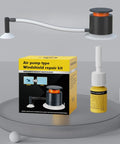 Windshield Crack Repair Kit With Vacuum Suction For SUVs Trucks And Windows Delivers Invisible, Long Lasting, Hassle Free Chip And Crack Repair In Minutes Stops Crack Spreading In Just 20 Minutes With Professional Grade Resin And Easy, Clear Finish, containing suction tool and professional-grade resin, against a gray surface