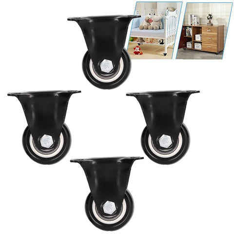 Heavy Duty Caster Wheel Set Four 40mm PVC and Steel Casters, shown with mounted examples for home use