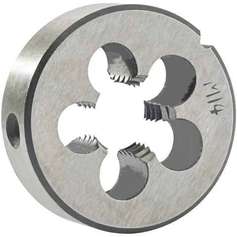 M14X2 Hand Tap and Die Set for Metric Threads, Right Hand Tap and Die, 14mm Thread Repair Kit, close-up view of die component