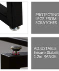 Heavy Duty Metal Table Legs With Adjustable Feet Seventeen Point Seven Inch Wide And Sixteen Inch High Square Tube Black