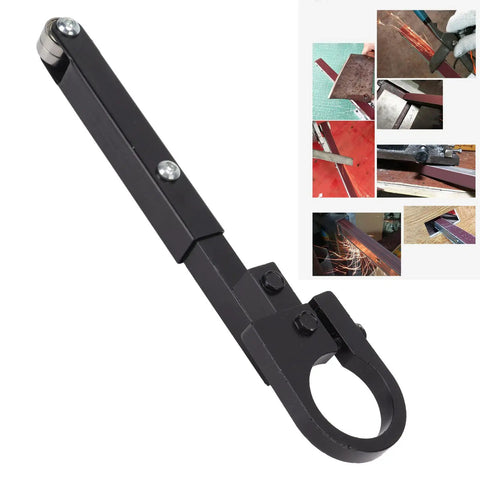 Heavy Duty Angle Grinder Belt Sander Attachment Kit Plug And Play Auto Tension System Woodworking Pipe Smoothing Tool with steel handle.