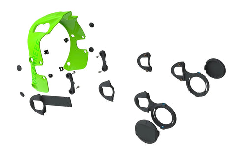 Disassembled view of Extender Kit For Full Face Mask And IDM With Nylon Clamping Band Wide Frame for accessories mounting.