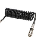 3 Meter Self-Retracting Air Hose, Hella Tough Rubber and Steel Construction, coiled design with steel tips for easy garage use.