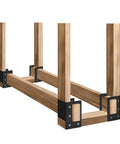 8 Pack Firewood Log Storage Rack Bracket Adjustable Beefy Heavy Duty Powder Coated Steel Holder For Fireplace Patio And Deck Rust Resistant Outdoor Wood Storage Organizer, showing a custom wood rack assembly with steel brackets.