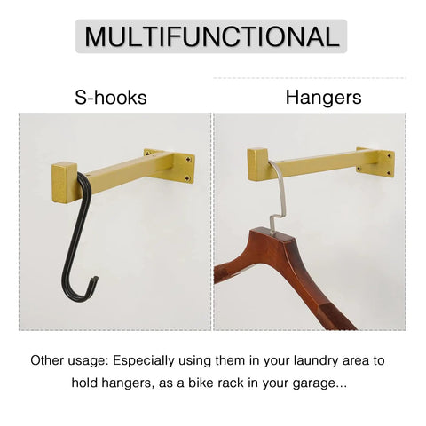 Gold 12 Inch Floating Shelf Brackets Set Of 6 With Lip Heavy Duty Industrial Wall Mounted Shelf Supports for hangers and hooks
