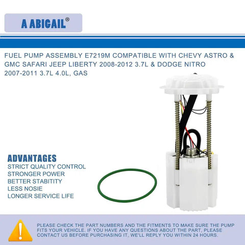 Top Shelf Fuel Pump Module For Jeep Liberty Dodge Nitro Straight Plug And Play with assembly details and green O-ring.