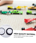 8 Pack Toy Car Wheels Set With Anti Skid Plastic Tires For RC Cars And Model Toys, Durable Wheel Rims For DIY Projects shown with toy cars