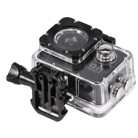Go Anywhere Action Camera 1080P Full HD With 2 Inch LCD Screen Waterproof 30m Case Kit Of Mounting Accessories Bracket Black