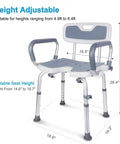 Heavy Duty Shower Chair With Detachable Arms And Back 350 lb Capacity Non Slip Bath Seat with height adjustable legs and backrest