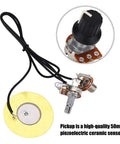 Plug And Play Ready Piezo Pickup Wiring Kit With 50mm Transducer, Prewired Amplifier, And 6.35mm Output Jack For Cigar Box Guitars