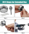 Zinc Alloy Rock Solid Four Jaw Lathe Chuck Kit With Connecting Rod And Wrench during assembly steps for wood turning.