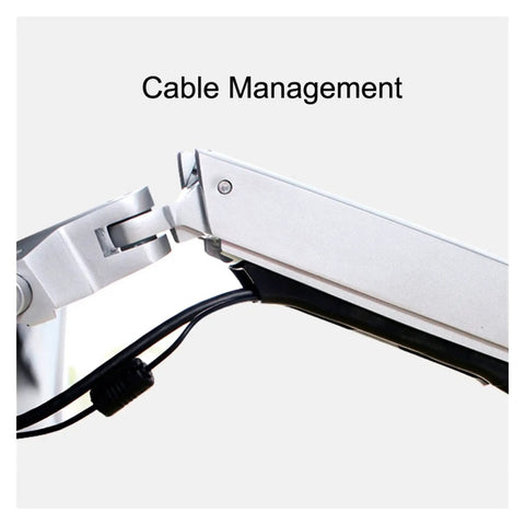 Heavy Duty Aluminum Wall Mount Monitor Arm For 17 To 27 Inch Displays Full Motion Swivel with cable management feature.