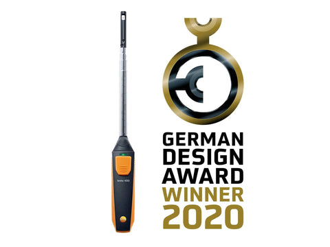 Handheld Air Velocity And Temperature Meter With In-Duct Airflow Measurement, CFM Readout, And A 15 Inch Telescoping Shaft For Easy Spot Checks, Bluetooth Connectivity And Mobile App Control For Quick Duct Diagnostics, German Design Award winner