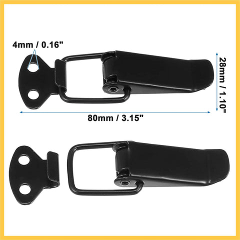 Universal Car Bumper Security Hook Lock Clips Quick Release Fasteners For Trunk Bumpers And Fenders Black 80x28mm 2pcs