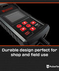 Heavy Duty Digital Battery Tester And Electrical System Analyzer With Built In Thermal Printer For Crank Charge Voltage And Internal Resistance, close-up view of screen and controls.