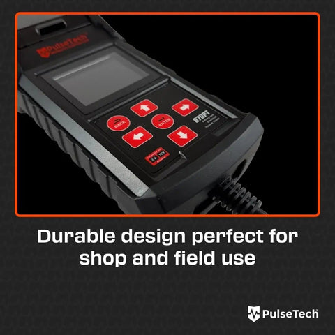 Heavy Duty Digital Battery Tester And Electrical System Analyzer With Built In Thermal Printer For Crank Charge Voltage And Internal Resistance, close-up view of screen and controls.