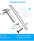 Package contents for Lit LED Waterfall Bathroom Faucet For Vessel Sink, Oil-Rubbed Bronze, Tall 1-Hole Single-Handle Brass Tap.