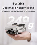 Hands holding Ultra Portable 4K Drone With Camera For Beginners, 3 Axis Gimbal, FPV Transmission, Easy To Fly, Under 249g