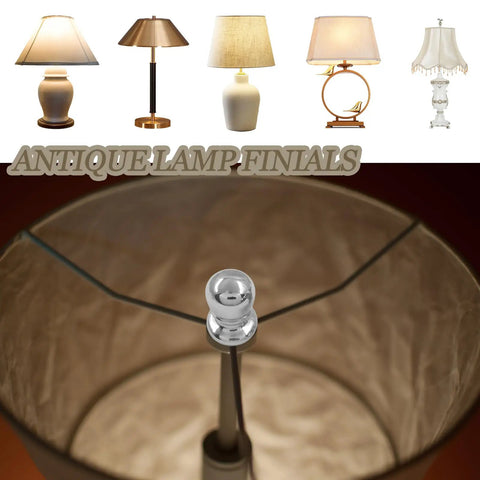 Two Pcs Ball Lamp Finial Cap Knob One Quarter By Twenty Seven Inch Thread Silver Finish Snazzy Modern Retro Style For Lamp Shade Hardware Easy Install Durable Metal on lamp shade