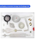 Home Distillation Kit With 3.3 Borosilicate Glass 15-Pc Set, 500ml Distiller packaging in foam for essential oils, moonshine, lab use.