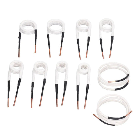 Top Shelf Induction Heater Coil Kit Using Premium Brass Core Wire Shaped To Blast Through Frozen Hardware And Scaly Bolts Delivers Sweet Storage Simplicity Through A Lightweight Carry Tub For Road Warriors - 10 flexible white induction heater coils.