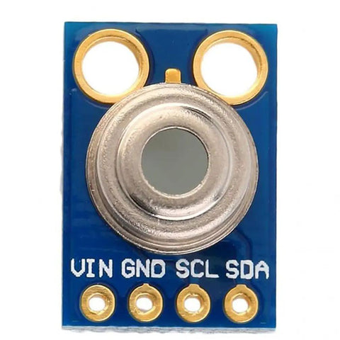 Close-up of GY-906 MLX90614ESF Non Contact Infrared Temperature Sensor Module I2C IIC for Arduino DIYers, showing connectors.