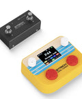Pocket Desktop Multi Effects Processor For Guitar And Bass With Foot Pedal 125 Effects shown with display and controls, orange unit