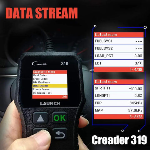 OBD2 Scanner CR319 Full OBD2 Functions Code Reader For Check Engine Light with diagnostic menu and data stream display