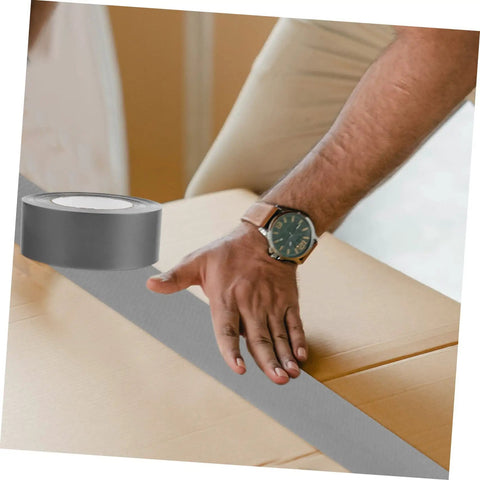 Heavy Duty Duct Tape Sealing Tape for Indoor and Outdoor Use Quick Fix Pipe Leaks and Repairs Base Waterproof Cloth Tape You Can Tear by Hand Sticks Fast and Holds Tough for Household Garage and Outdoor Projects sealing a cardboard box