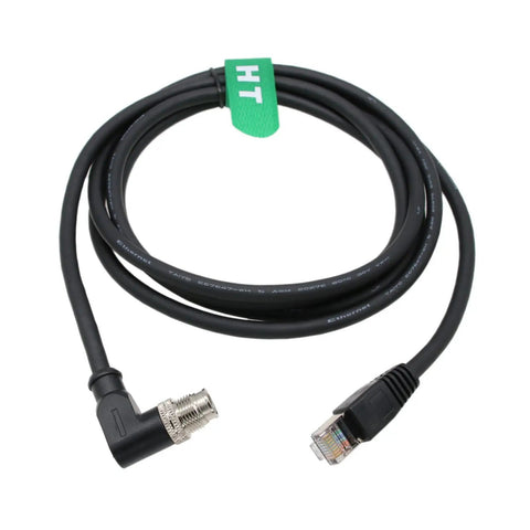 M12 X Coded Ethernet Cable For Cognex In Sight And DataMan Vision Systems 2 Meter High Flex CAT6A RJ45 To 8 Pin Male Connector