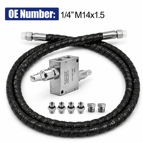 Mini Excavator Cushion Valve Kit For Hydraulic Swivel Motor With One Quarter Inch Hoses And M14 By One Point Five Thread Pre Assembled Buffer Valve Assembly.