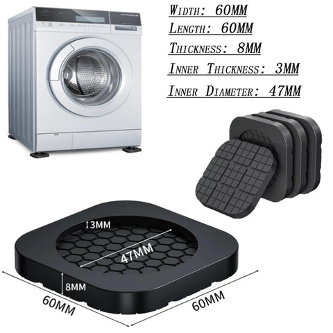 Anti Vibration Feet Pads For Washing Machines Refrigerators And Dryers No Slip Shock Absorber Floor Pads 4 Pack Durable Rubber