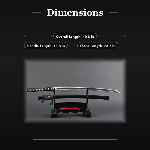 Unsharpened Aluminum Iaido Training Sword For Safe Practice 28.3 Inch Katana Style Iaito with Fuller Groove on Display Stand