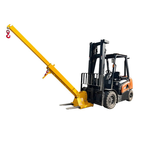 Adjustable Telescopic Forklift Boom Arm Mobile Crane Jib Lifter Hook Heavy Duty Steel Construction with a 4400 lb lift capacity.